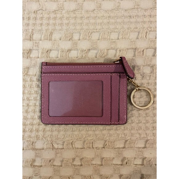 Coach ID Wallet Card Holder Coin Holder Keychain Dusty Rose Zip Top Lightweight - Picture 3 of 12